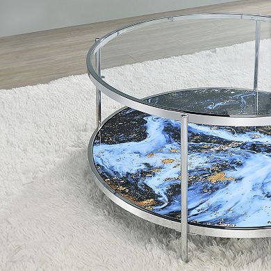 Steve Silver Co. Reversible Round Faux Marble Cocktail Table