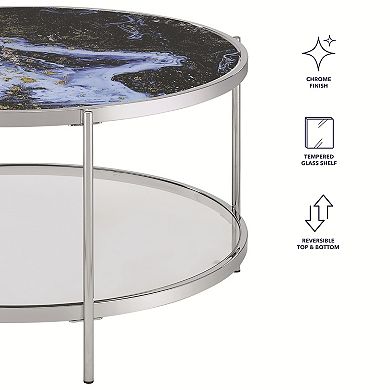 Steve Silver Co. Reversible Round Faux Marble Cocktail Table