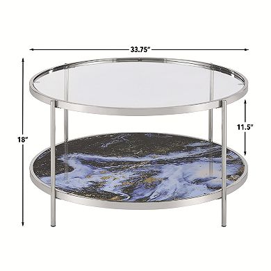 Steve Silver Co. Reversible Round Faux Marble Cocktail Table