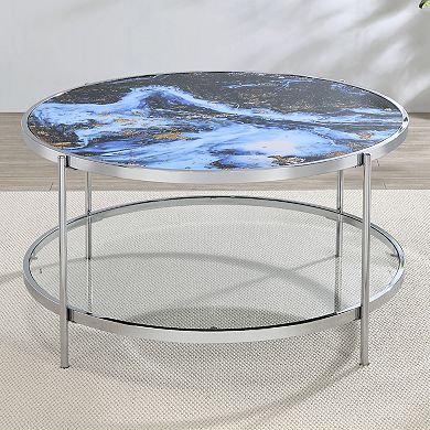 Steve Silver Co. Reversible Round Faux Marble Cocktail Table