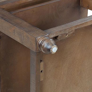 Steve Silver Co. Rustic Wood End Table with Drawer & Storage Basket