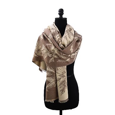 Mellow World Reversible Floral Patterned Wrap Scarf