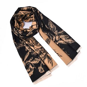Mellow World Reversible Floral Patterned Wrap Scarf