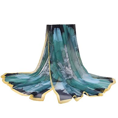 Mellow World Watercolor Floral Patterned Wrap Scarf