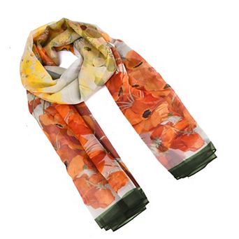 Mellow World Watercolor Floral Patterned Wrap Scarf