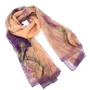 Mellow World Watercolor Floral Patterned Wrap Scarf