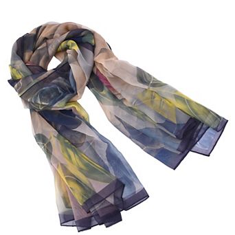 Mellow World Watercolor Floral Patterned Wrap Scarf