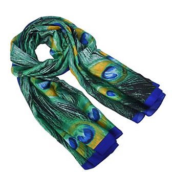 Women's Mellow World Peacock Feather Pattern Wrap Scarf