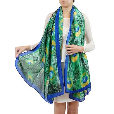 Women's Mellow World Peacock Feather Pattern Wrap Scarf