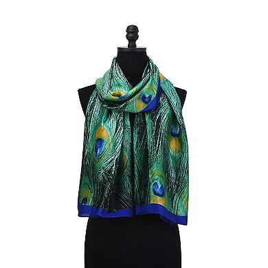 Women's Mellow World Peacock Feather Pattern Wrap Scarf