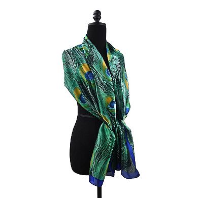 Women's Mellow World Peacock Feather Pattern Wrap Scarf