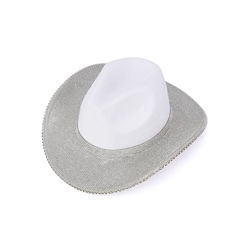 Women's Mellow World Rhinestone Brim Cowboy Hat, White