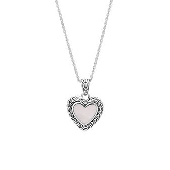 Athra NJ Inc Sterling Silver Oxidized Mother-of-Pearl Woven Heart Pendant Necklace