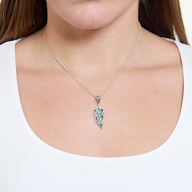 Athra NJ Inc Sterling Silver Oxidized Abalone Leaf Pendant Necklace