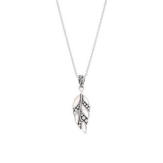 Athra NJ Inc Sterling Silver Oxidized Mother-of-Pearl Leaf Necklace