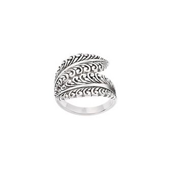 Athra NJ Inc Sterling Silver Oxidized Filigree Leaf Ring