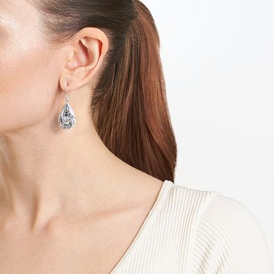 Athra Sterling Silver Oxidized Butterfly & Floral Teardrop Earrings