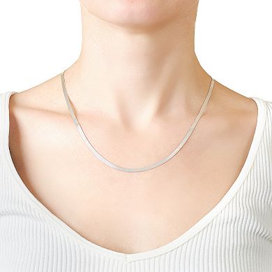Athra NJ Inc Sterling Silver Herringbone Chain Necklace