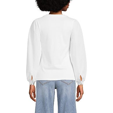 Women's Lands' End Supima Interlock Scoopneck Blouson Sleeve Top