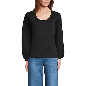 Women's Lands' End Supima Interlock Scoopneck Blouson Sleeve Top