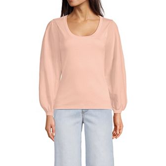 Women's Lands' End Supima Interlock Scoopneck Blouson Sleeve Top