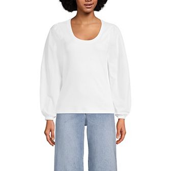 Women's Lands' End Supima Interlock Scoopneck Blouson Sleeve Top