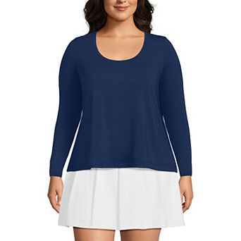 Plus Size Lands' End Power Performance Long Sleeve Scoopneck T-Shirt