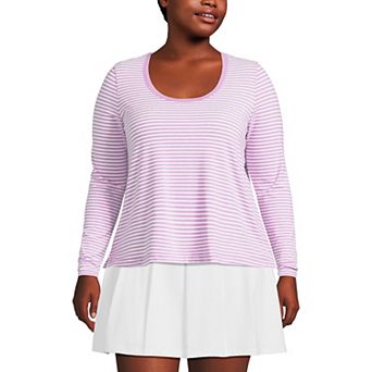 Plus Size Lands' End Power Performance Long Sleeve Scoopneck T-Shirt