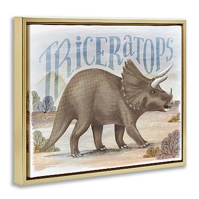 Stupell Home Decor Triceratops in Nature Framed Floating Canvas
