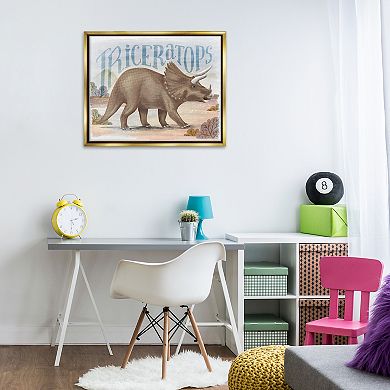 Stupell Home Decor Triceratops in Nature Framed Floating Canvas