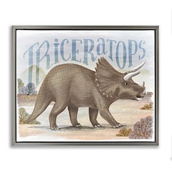 Stupell Home Decor Triceratops in Nature Framed Floating Canvas