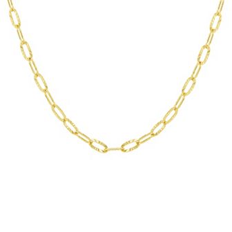 PRIMROSE 14k Gold Flash Plated Oval Link Chain Necklace