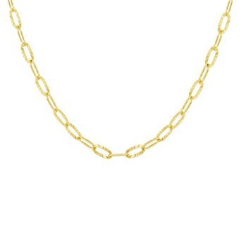 PRIMROSE 14k Gold Flash Plated Oval Link Chain Necklace