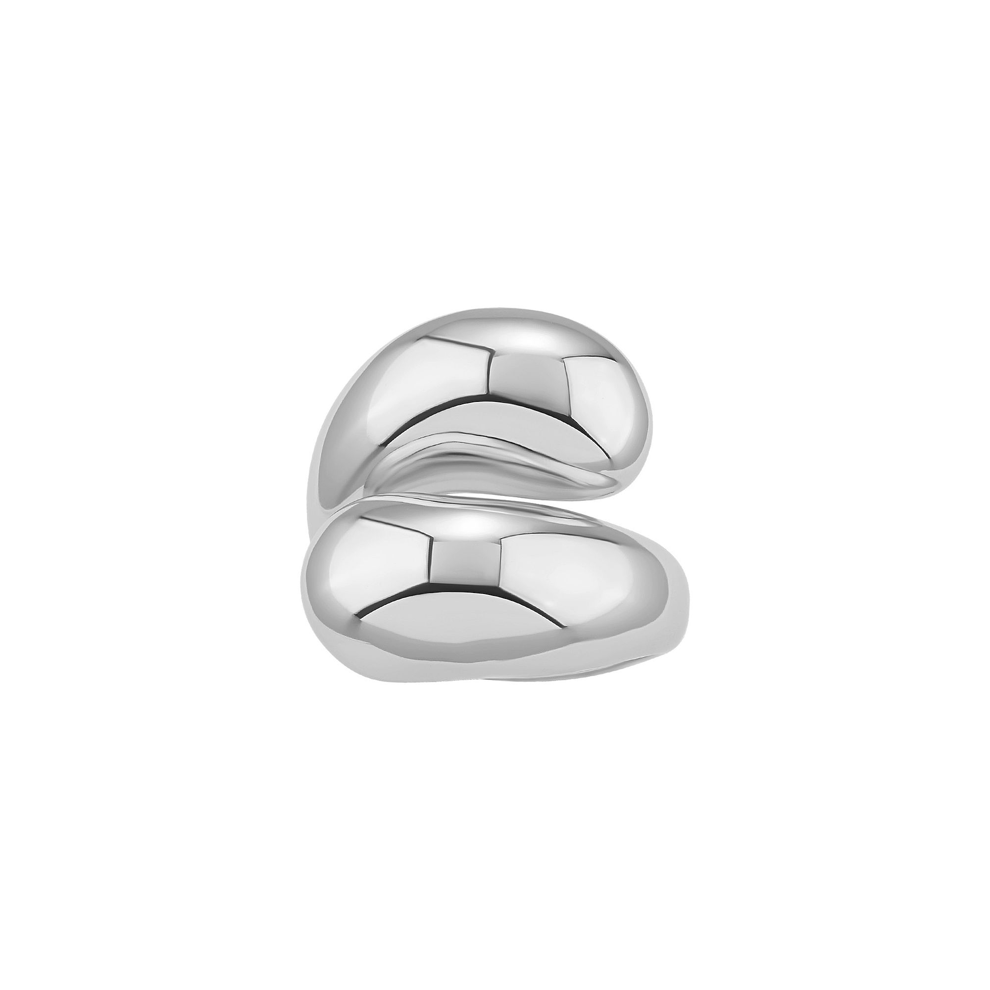 PRIMROSE Polished Brass Bypass Ring, Womens, Size: 9, Silver Tone