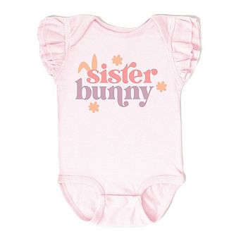 Sister Bunny Baby Flutter Sleeve Bodysuit