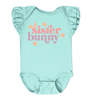 Sister Bunny Baby Flutter Sleeve Bodysuit