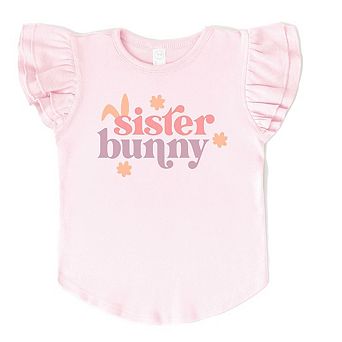 Sister Bunny Toddler Flutter Sleeve Graphic Tee