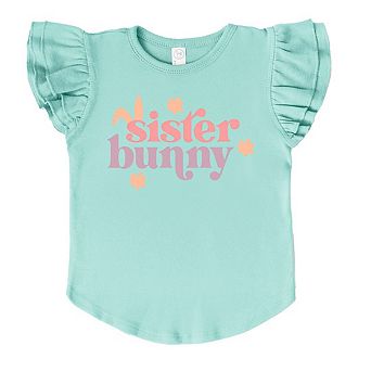 Sister Bunny Toddler Flutter Sleeve Graphic Tee