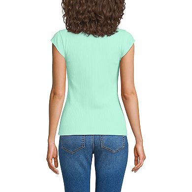 Women's Lands' End Pointelle Cap Sleeve Top