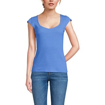 Women's Lands' End Pointelle Cap Sleeve Top