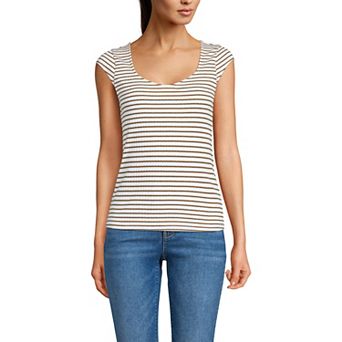 Women's Lands' End Pointelle Cap Sleeve Top