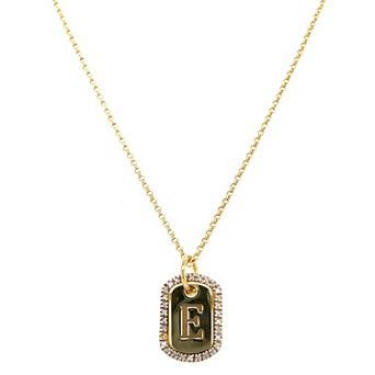 Meshmerise 18k Gold over Sterling Silver 1/5 Carat T.W. Diamond Initial Dog Tag Necklace