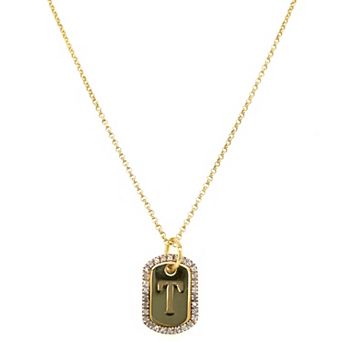 Meshmerise 18k Gold over Sterling Silver 1/5 Carat T.W. Diamond Initial Dog Tag Necklace