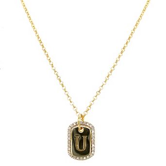 Meshmerise 18k Gold over Sterling Silver 1/5 Carat T.W. Diamond Initial Dog Tag Necklace