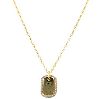 Meshmerise 18k Gold over Sterling Silver 1/5 Carat T.W. Diamond Initial Dog Tag Necklace