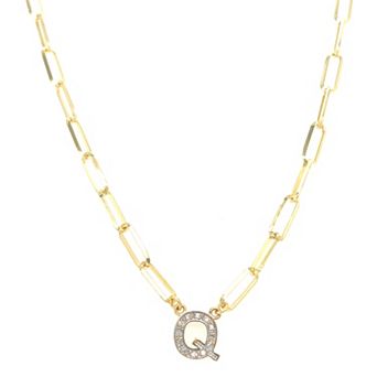 Meshmerise 18k Gold Over Silver 1/6 Carat T.W. Diamond Paperclip Initial Necklace