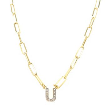 Meshmerise 18k Gold Over Silver 1/6 Carat T.W. Diamond Paperclip Initial Necklace