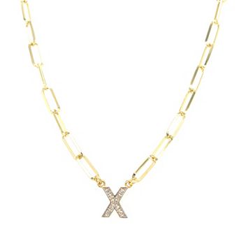 Meshmerise 18k Gold Over Silver 1/6 Carat T.W. Diamond Paperclip Initial Necklace