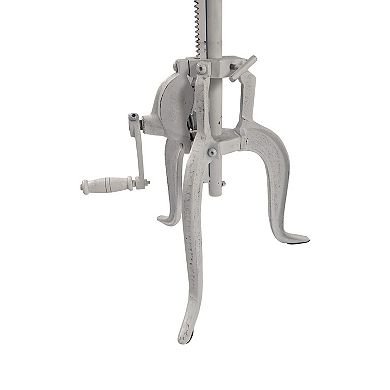 Carolina Living Adjustable Hand Crank Wood Top Rustic Side Table