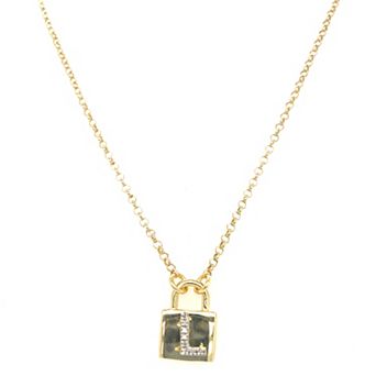 Meshmerise 18k Gold Over Silver 1/8 Carat T.W. Diamond Initial Padlock Necklace
